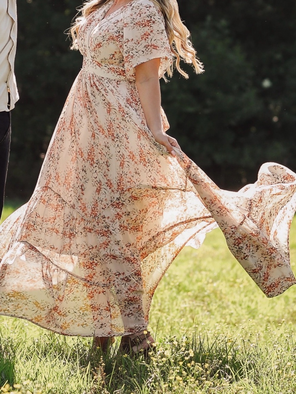 Baltic Born Katherine Maxi Dress Cream + Rust Floral - Picture 4 of 4